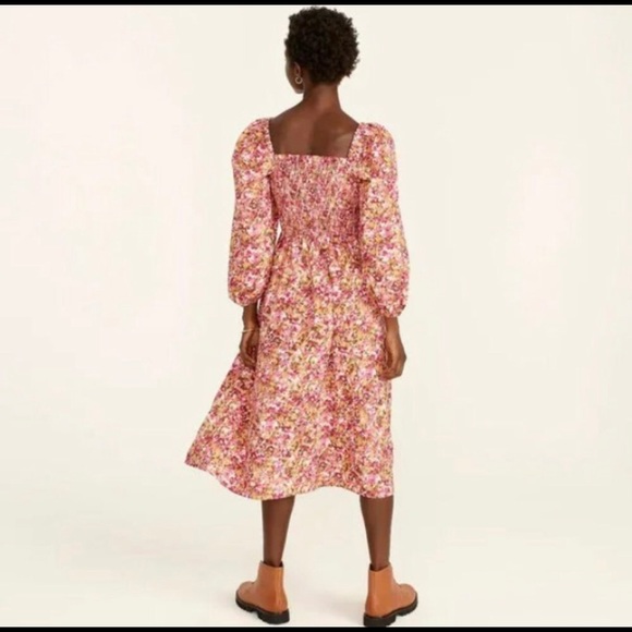 J crew smocked puff sleeved pink faded floral pattern š· - Picture 4 of 8